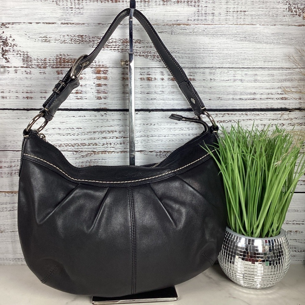 Coach Y2K‎ #13730 Vintage Soho Black Leather  Shoulder Bag with Silver Purse - Picture 9 of 14